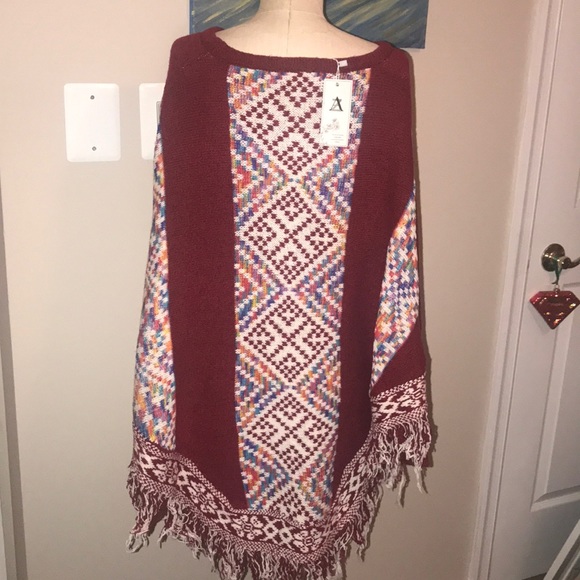 NWT AZ sleeved print poncho - Picture 2 of 6